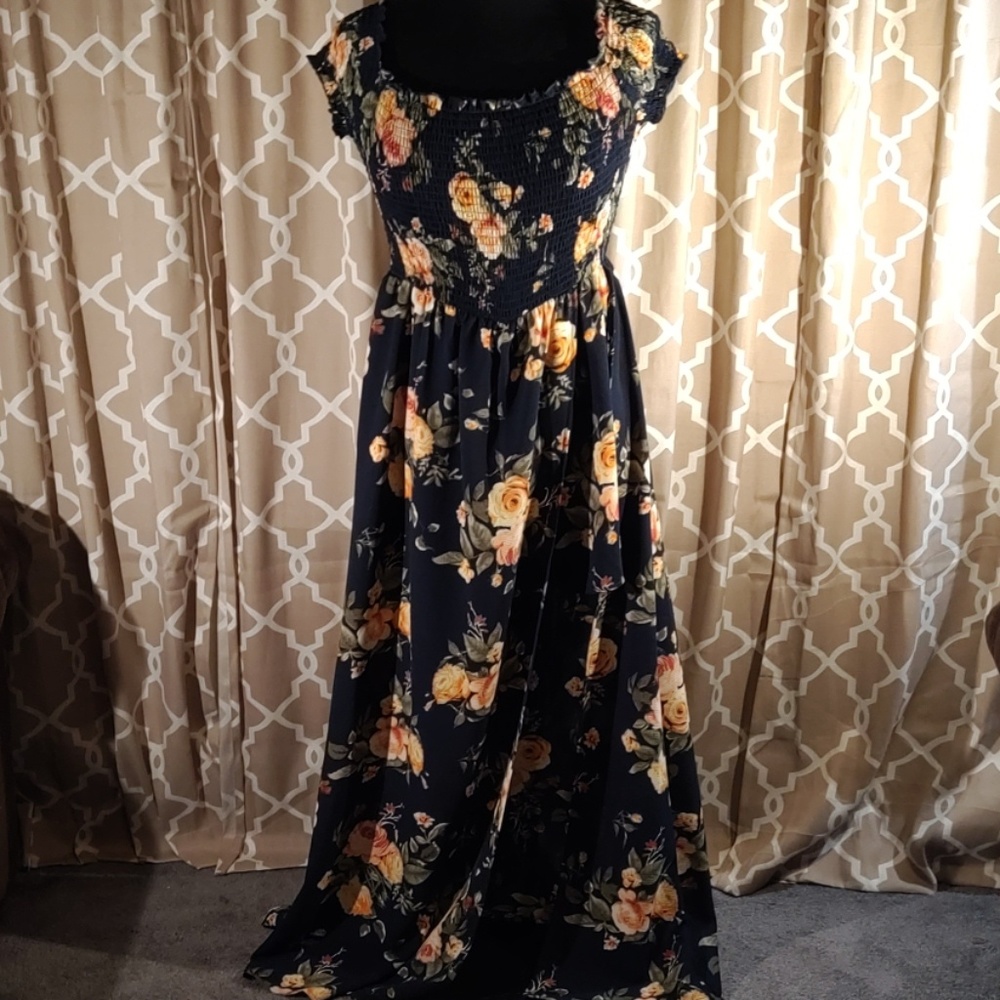 Dress with leg split to show shorts